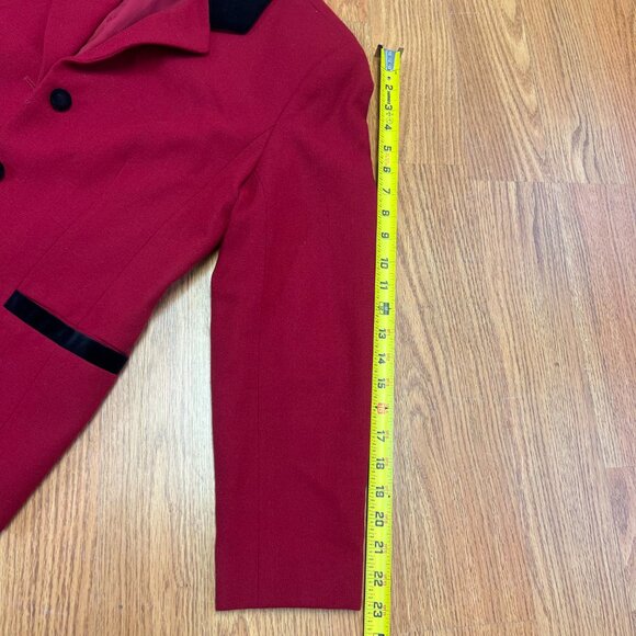 Talbots Women’s Size 12P Red Black Velvet Wool Button Front Blazer Jacket - Picture 6 of 8